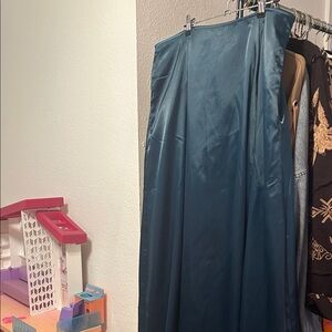 Elegant Teal Satin Women's Full Skirt